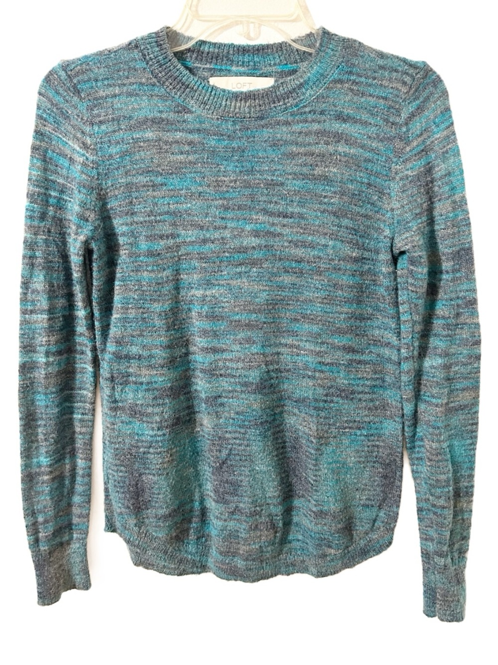 LOFT Men's Teal and Charcoal Marled Crewneck Sweater